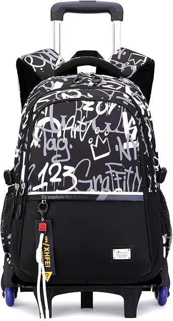 MITOWERMI Kids Boys Rolling Backpack, School Backpack with Wheels for Boys Teen, Rolling School Bag Roller Bookbag Carry-on