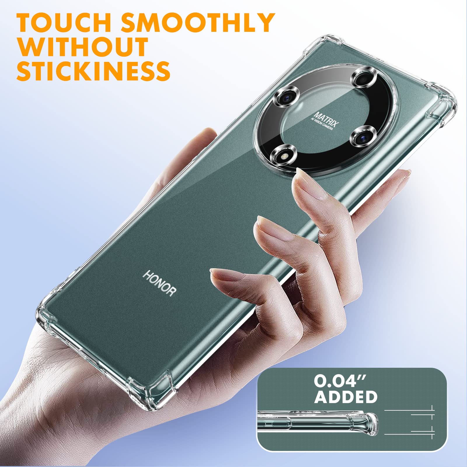 Oududianzi- Cover per Honor Magic 5 Lite 5G, Custodia Protettiva in Silicone con Cuscino D'aria Antiurto Paraurti, Custodia Ultrasottile in TPU Morbido - Trasparente