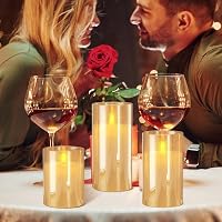 EXTSUD LED gyertyák távirányítóval, 3 db üveg gyertya töltőállomással, időzítő funkcióval 2