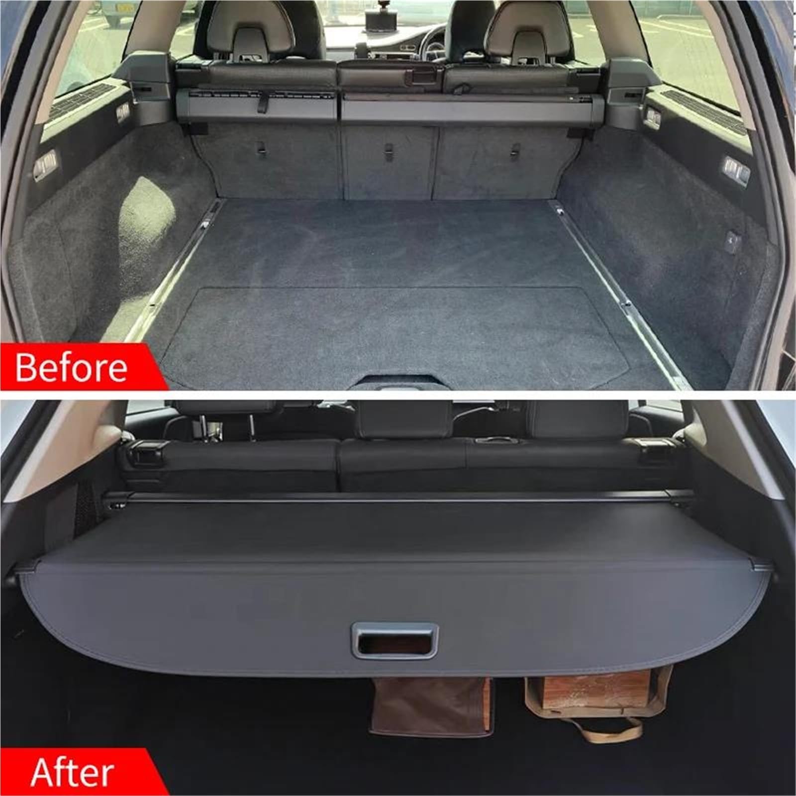 Generico Posteriore Tronco Privacy Cappelliera per Volvo V70 XC70 2007-2016 Retrattile Bagagliaio Cargo Copertura Nero Impermeabile Rimovibile Scudo Privacy Accessori Auto(Pelle)
