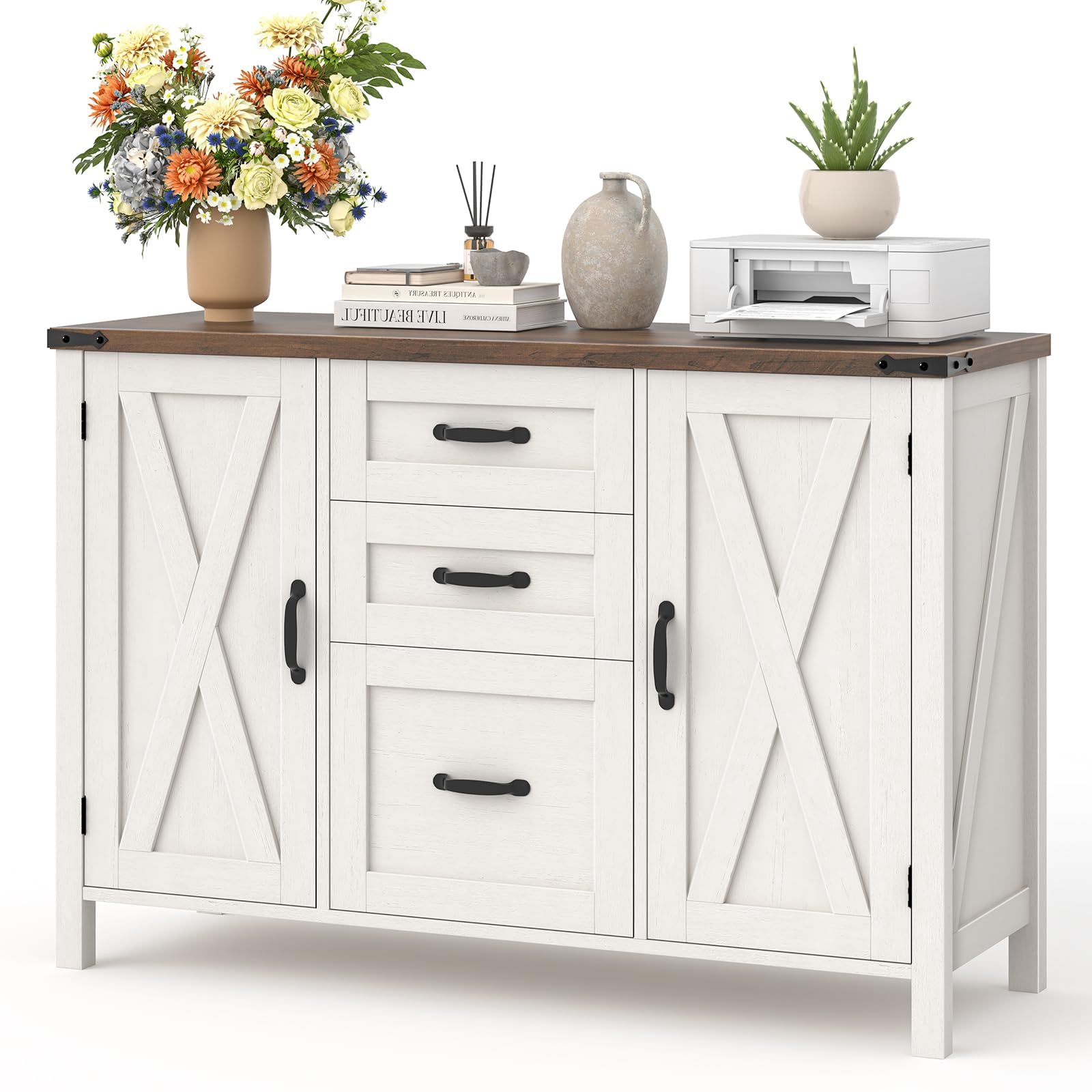 Vabches File Cabinet in Rustic White