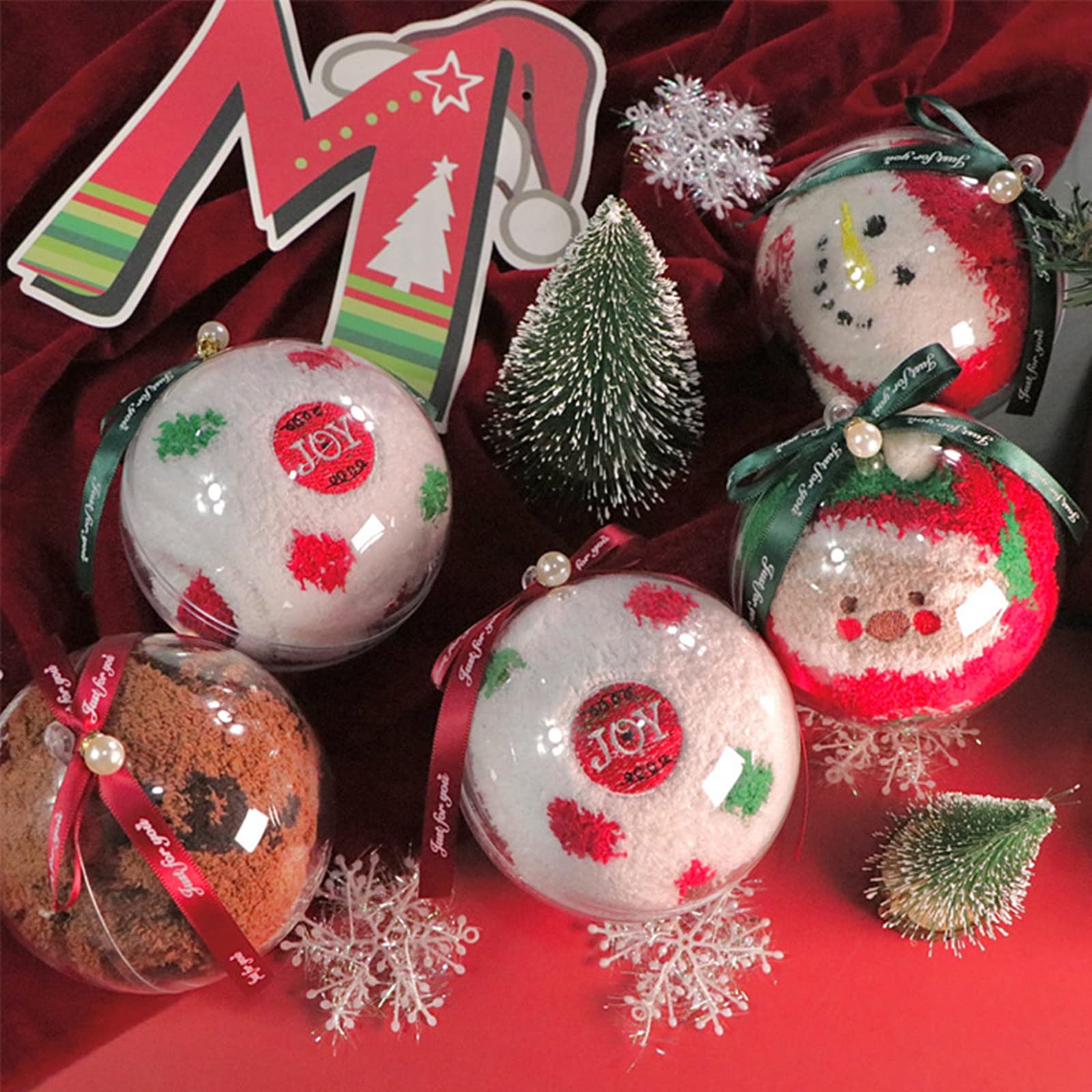 Bolas de Navidad Transparentes de Plástico 8cm, 20 Piezas con Cordón de 10M, Rellenables DIY para Decoración