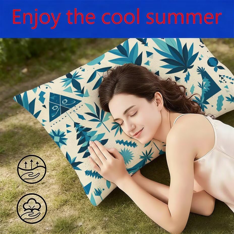 Housse de Coussin Décorative pour Mobilier de Jardin Turquoise Style Nature - 4
