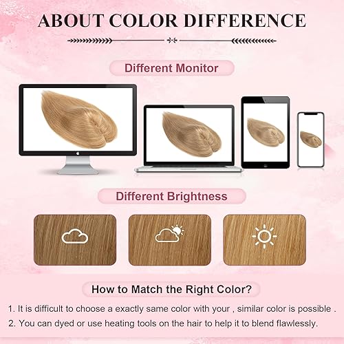 Miniatura 7 de TESSHAIR Toppers de cabello humano real de 12 pulgadas para mujer, extensiones de cabello con clip de base de seda de 150 % de densidad, piezas de