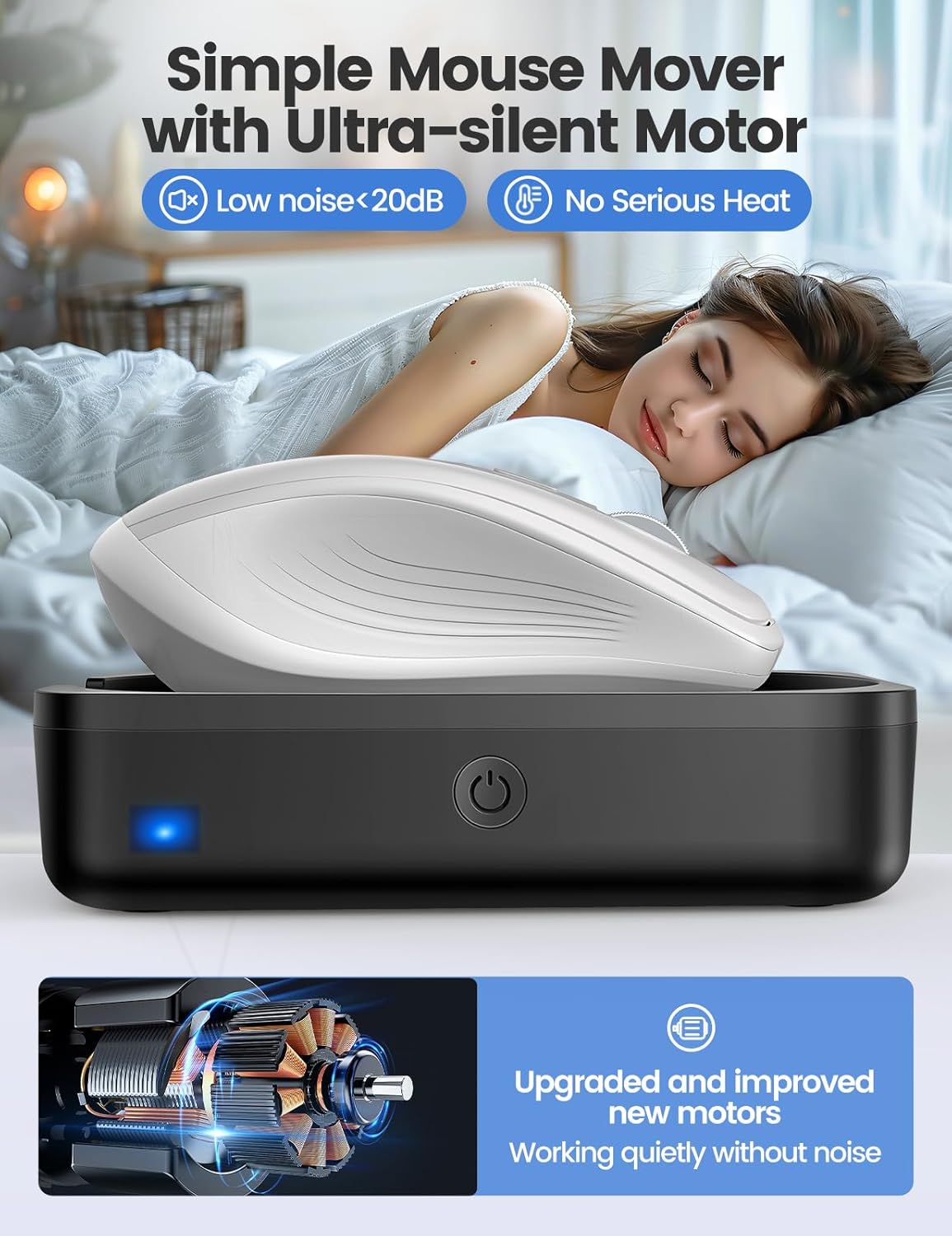 Meatanty Easier-to-Use Mouse Jiggler, 100% Undetectable Mouse Mover, Automatic Mouse Shaker Wiggler Computer Moving Device Pad, Mechanical Random Vibration for Office Remote Work and Life Balance image 6 of 7 B0CX52L7D3