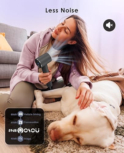 Miniatura 7 de Secador de pelo, secador de pelo iónico negativo, secadora de alta velocidad con motor sin escobillas de 110, 000 RPM, secador de pelo ligero de