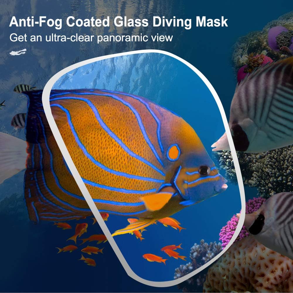 Gugusure Dry Snorkel Set, Snorkeling Gear with Anti Fog and Anti Leak Tempered Glass, Panoramic Wide View and Easy Breathing for Scuba Diving and Swimming, Ideal Snorkel mask for Adults, Youth, Women : Everything Else