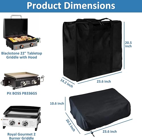 Miniatura 2 de Bolsa de transporte y cubierta para parrilla de mesa Blackstone de 22 pulgadas con capucha, para Pit BOSS PB336GS Camp Chef, para parrillas Royal