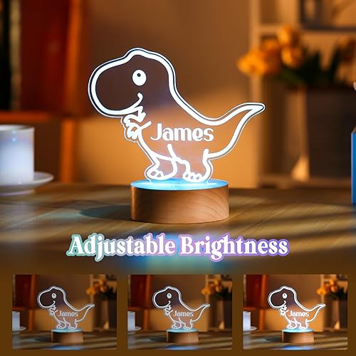 Miniatura 3 de Luz nocturna personalizada con nombre de regalo para bebés, decoración de guardería con luz acrílica de dinosaurio, incluye control remoto y cambio