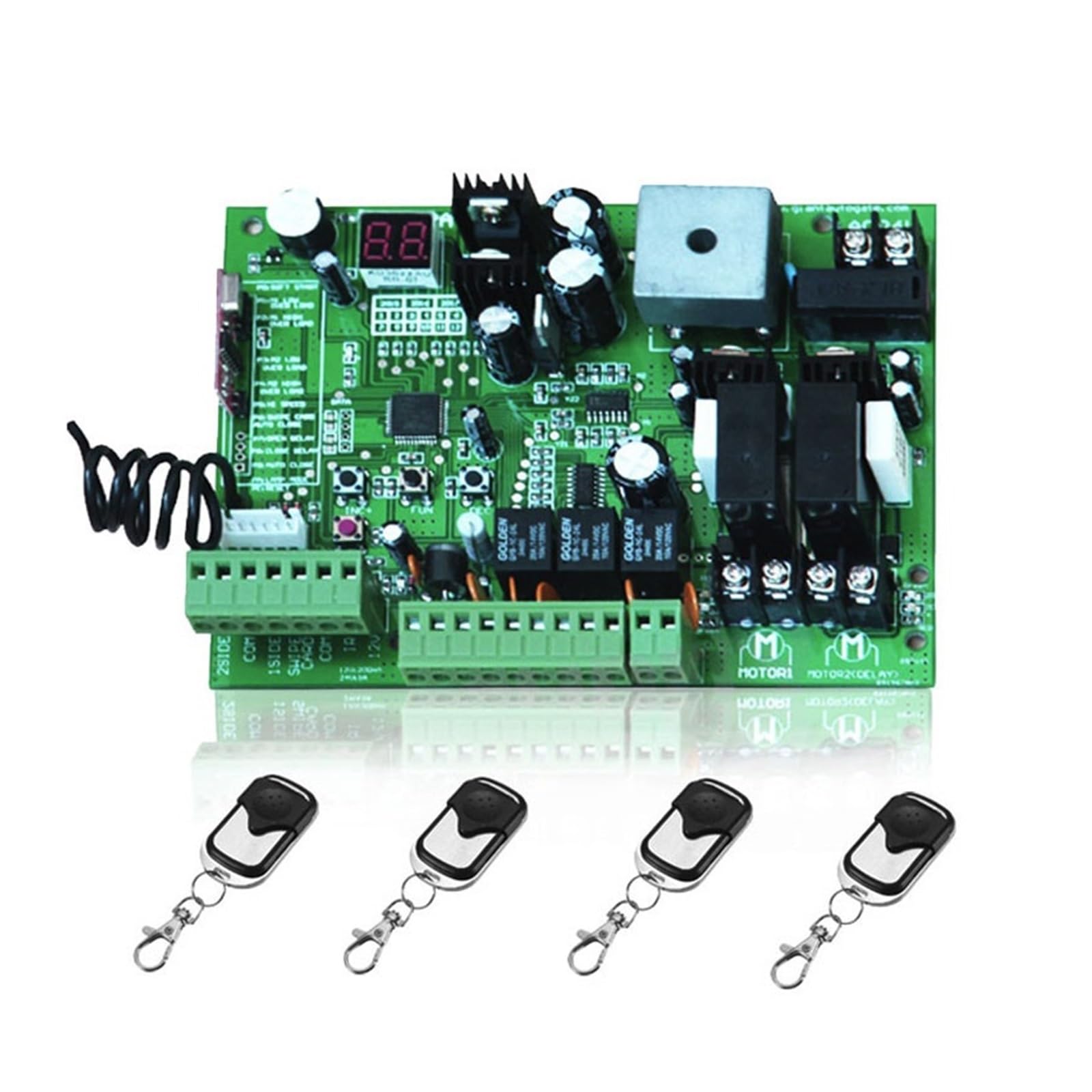 Ouvre-porte coulissant automatique, Ouvre-porte battante DC24V, unité de commande de moteur, contrôleur PCB, Circuit imprimé, carte électronique Kit système de sécurité pour portail coulissant(2 Remot
