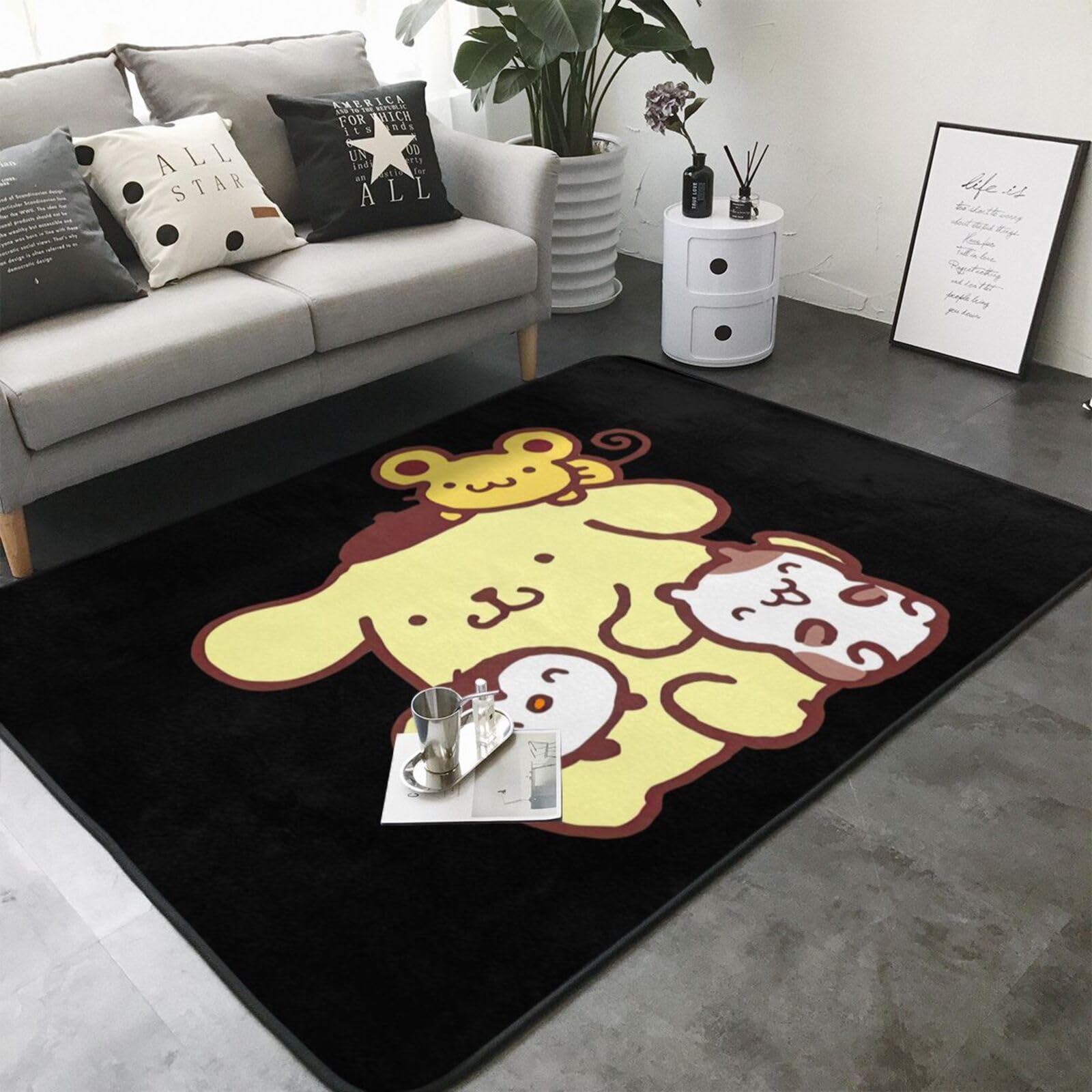 Amazon｜ポムポムプリン カーペット ふわふわ肌触り 滑り止め 低反発