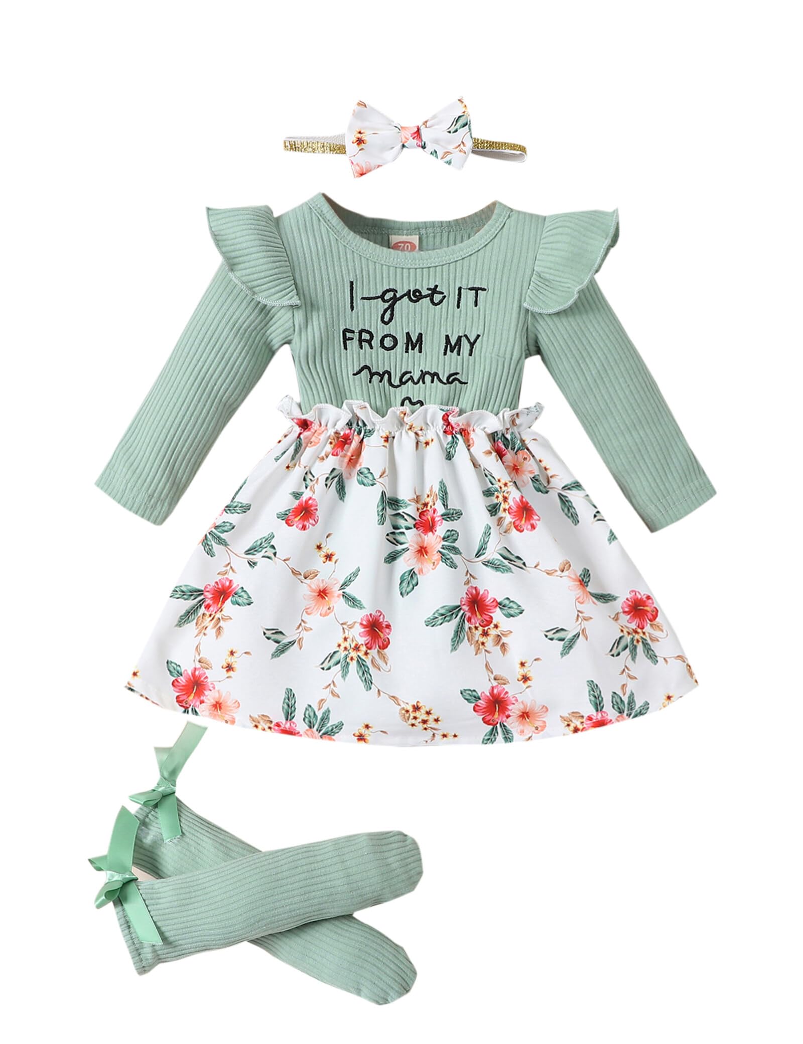 pusekyNewborn Baby Girl Clothes Long Sleeve Ruffle Romper Dress Floral Jumpsuit Bodysuit Cute Baby Girls Outfits