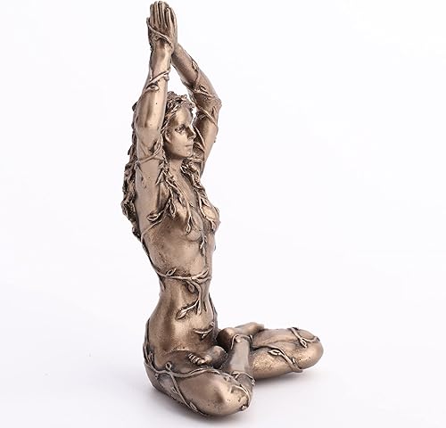 Miniatura 3 de Veronese Design 3 3/8" Earth Spirit Gaia Lotus Pose - Figura de resina pintada a mano con acabado de bronce