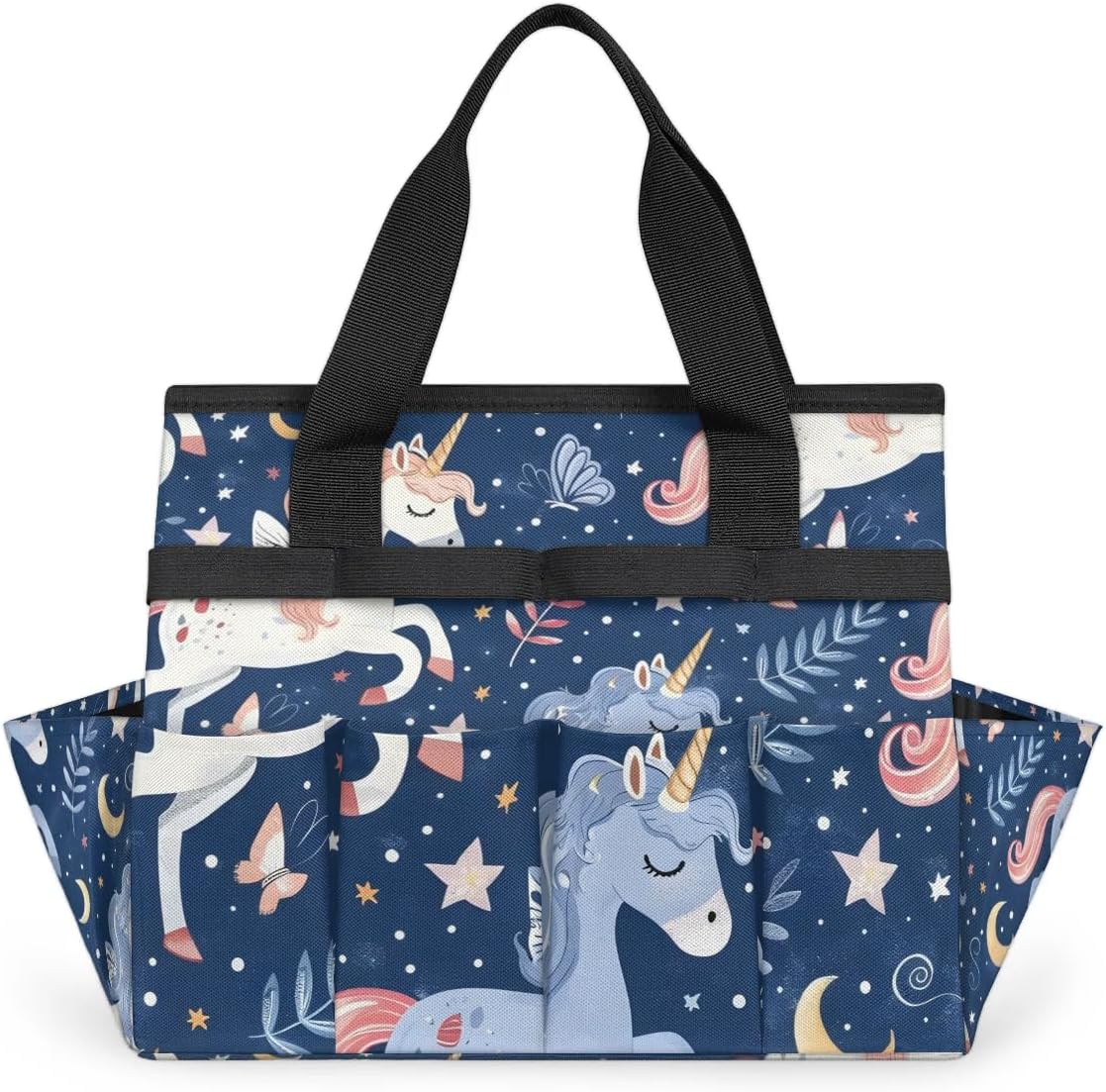 Unicorn Cute Funny Garden Tool Bag, Garden Tote Storage Bag with 10 Pockets, Indoor and Outdoor Gardening Tool Organizer for Women Men