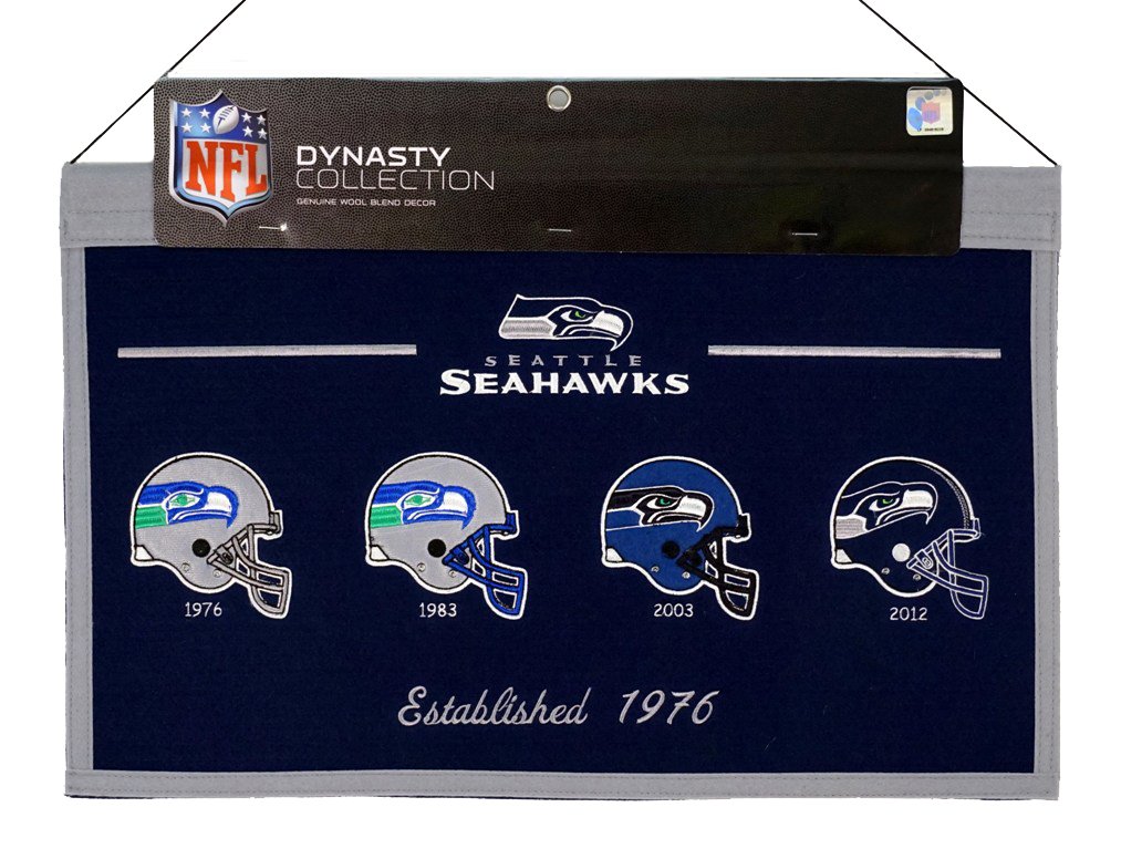 Northwest Seattle Football Seahawks Hanging Dynasty Banner - Featuring Logos from 1976, 1983, 2003 and 2012