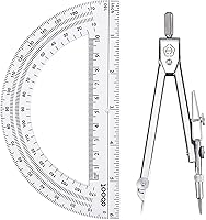 eBoot Drawing Compass & 6 Inch Protractor Set - Durable Stainless Steel Geometry Math Tool for Students