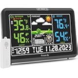 DreamSky Weather Station Indoor Outdoor Thermometer Wireless with Digital Atomic Clock for Home, Large Display with Dimmer, USB Port, Inside Outside Temperature Humidity Monitor (Adapter Powered)
