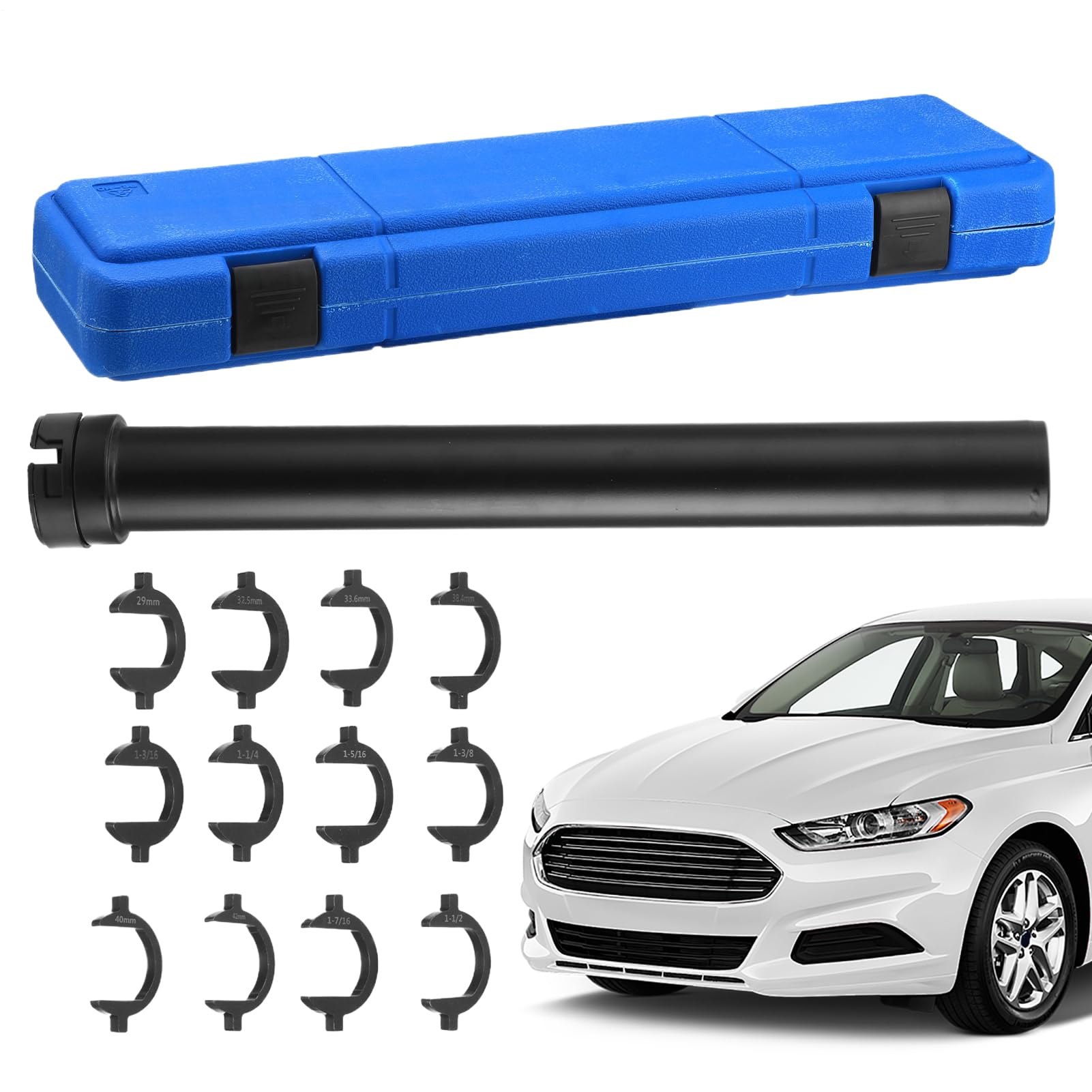 Set Smontaggio Testine Sterzo 13 Pezzi | Kit di Riparazione Tirante Interno in Acciaio | Chiave per Sterzo, Strumento per Rimuovere la Testina del Tirante per Auto, Camion e SUV | Custodia 55x16x7,2 c
