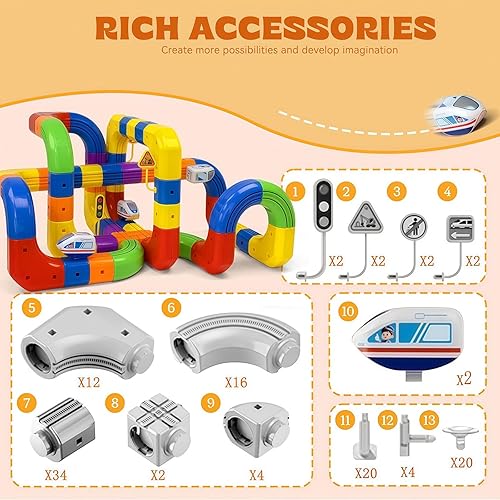 Miniatura 2 de Juguetes magnéticos para automóvil, pista de automóvil flexible, juego de tren magnético para bricolaje, kits de construcción de pistas de carreras