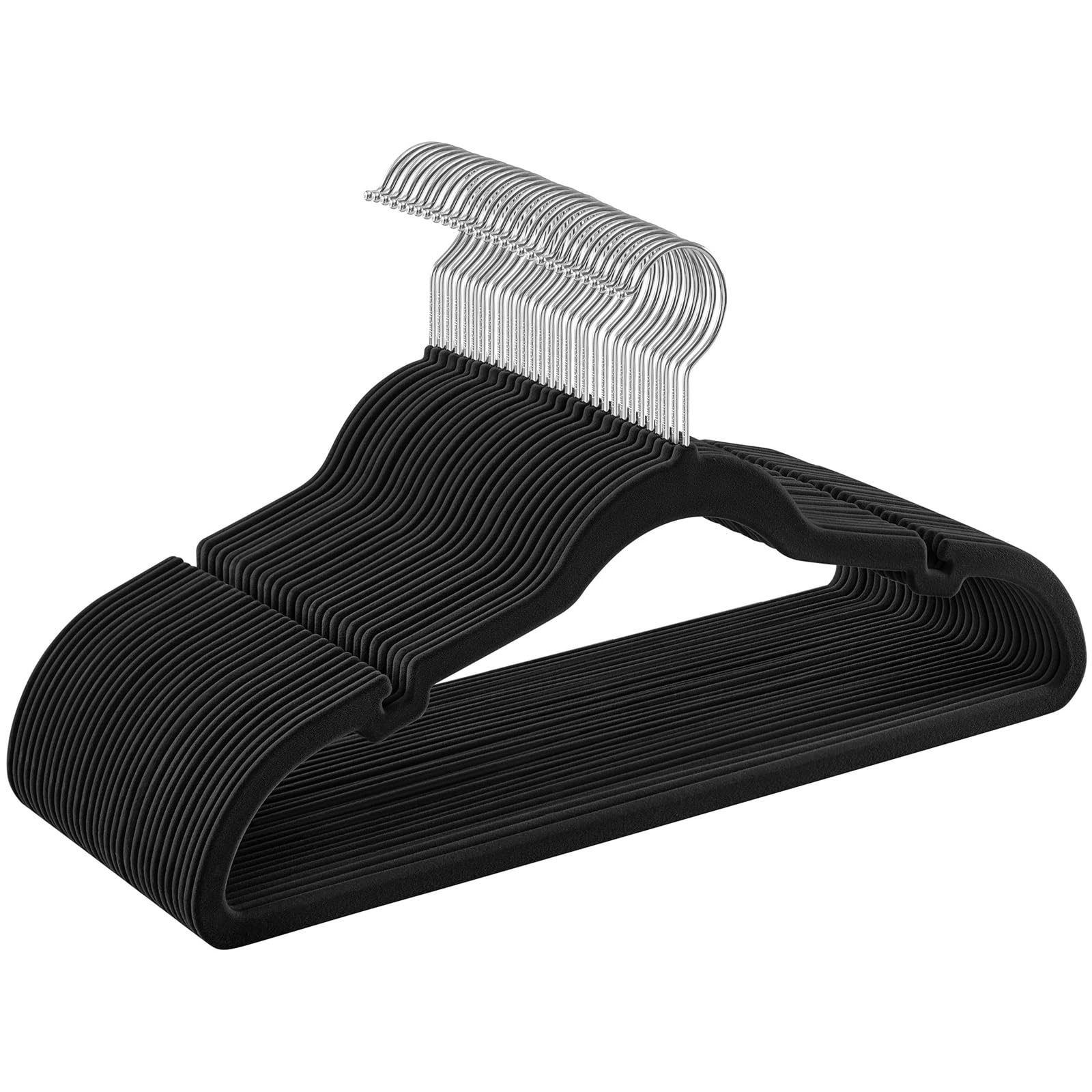 Ilumos 15pcs Non-Slip Velvet Clothes Hangers With Shoulder Notches & Pants Bar - 360° Swivel Hook For Optimal Suit Storage