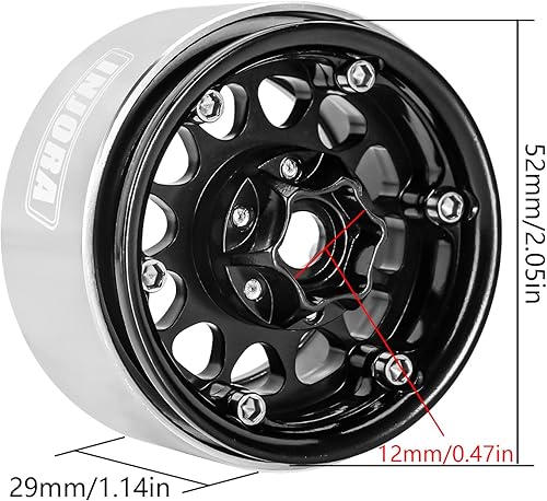 Miniatura 3 de INJORA Rueda Beadlock de 1.9 pulgadas, con desplazamiento negativo de 0.409in, para 110 RC Crawler Auto Axial SCX10 90046 AXI03007 TRX4 VS4-10 Gen8