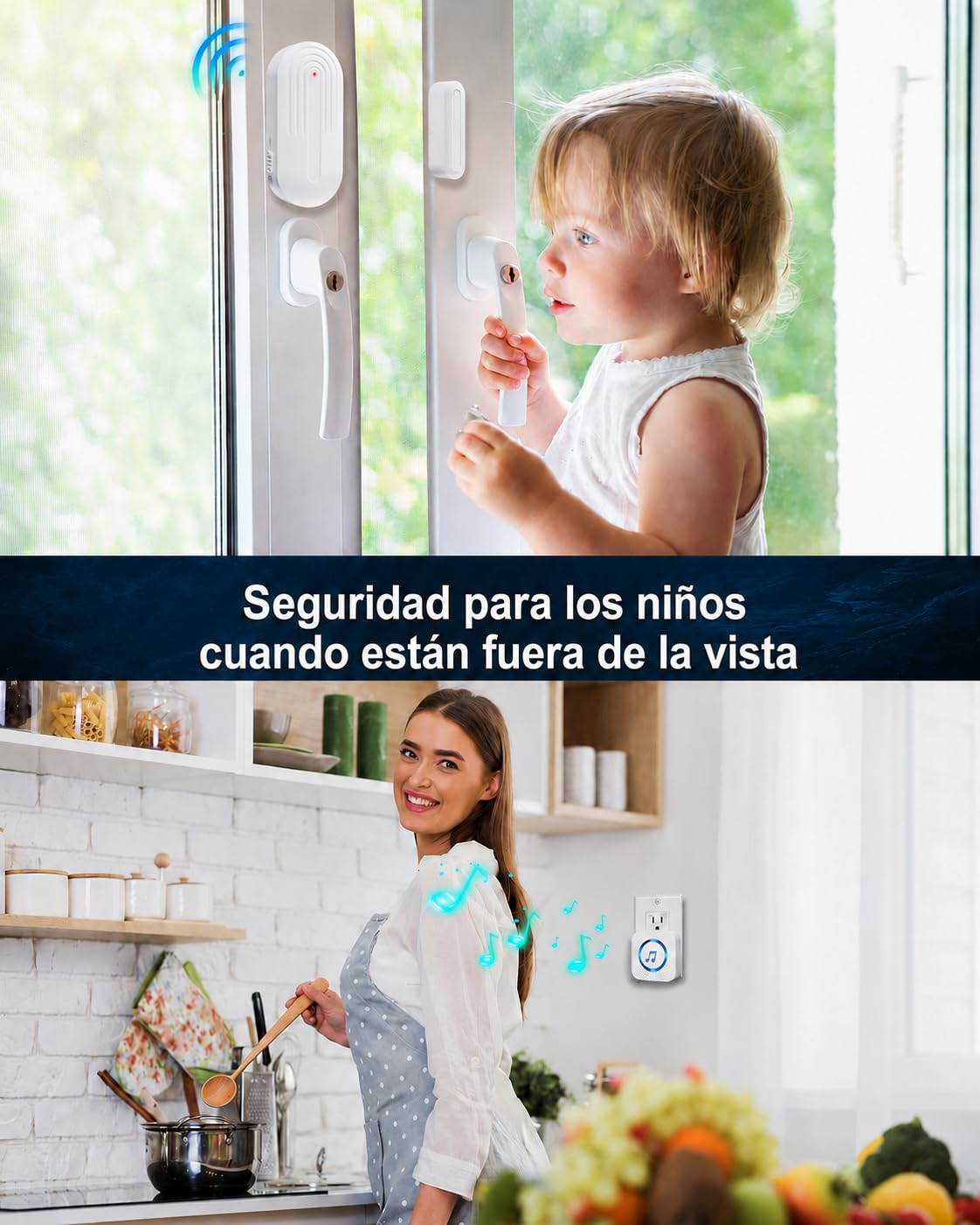 SanJie Sensor de puerta y ventana, alarma de puerta, 240 m, alcance de 55 melodías en 5 volúmenes, sensor de puerta para casa, sistema de alarma para puerta de tienda/casa, contacto de ventana, 1