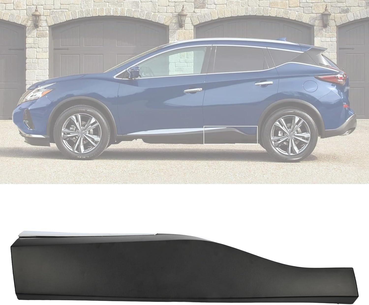 Rear Left Door Lower Molding Trim with Chrome Trim,Compatible with Nissan Murano 2015 2016 2017 2018 2019 2020 2021 2022 Panel Guard Protector Cover Drive Side Replace 828719UA0A 82871-9UA0A