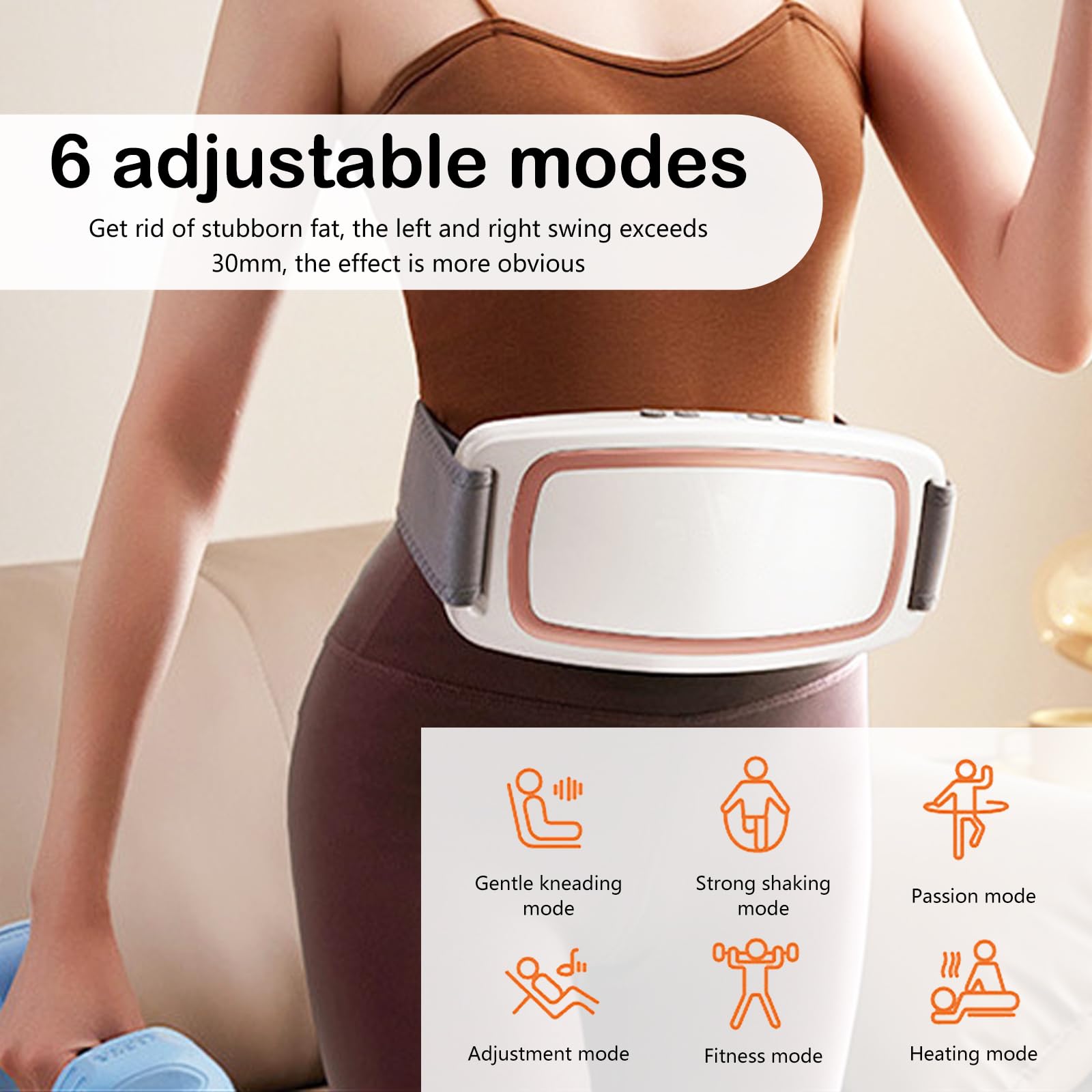 Bauchtrainer, 1200 mAh Elektrisch Kabellose Schlankheitsgürtel Bauchmuskeltrainer mit 6 Vibrationsmodi 9 Intensitätsstufen und 3 Heizstufen EMS Bauchmassagegerät mit Doppelmachtbewegung