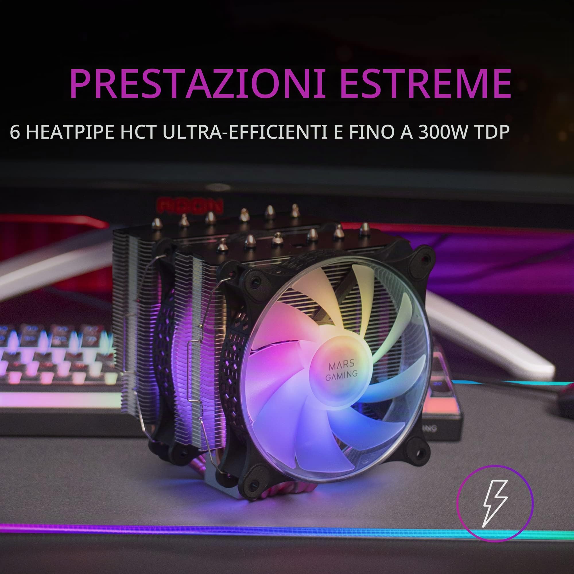 Mars Gaming ML-ONE120 Nero, Raffreddamento a Liquido CPU, TDP 200W, Infinity Mirror, Ventola FRGB Silenziosa, Universale Multisocket