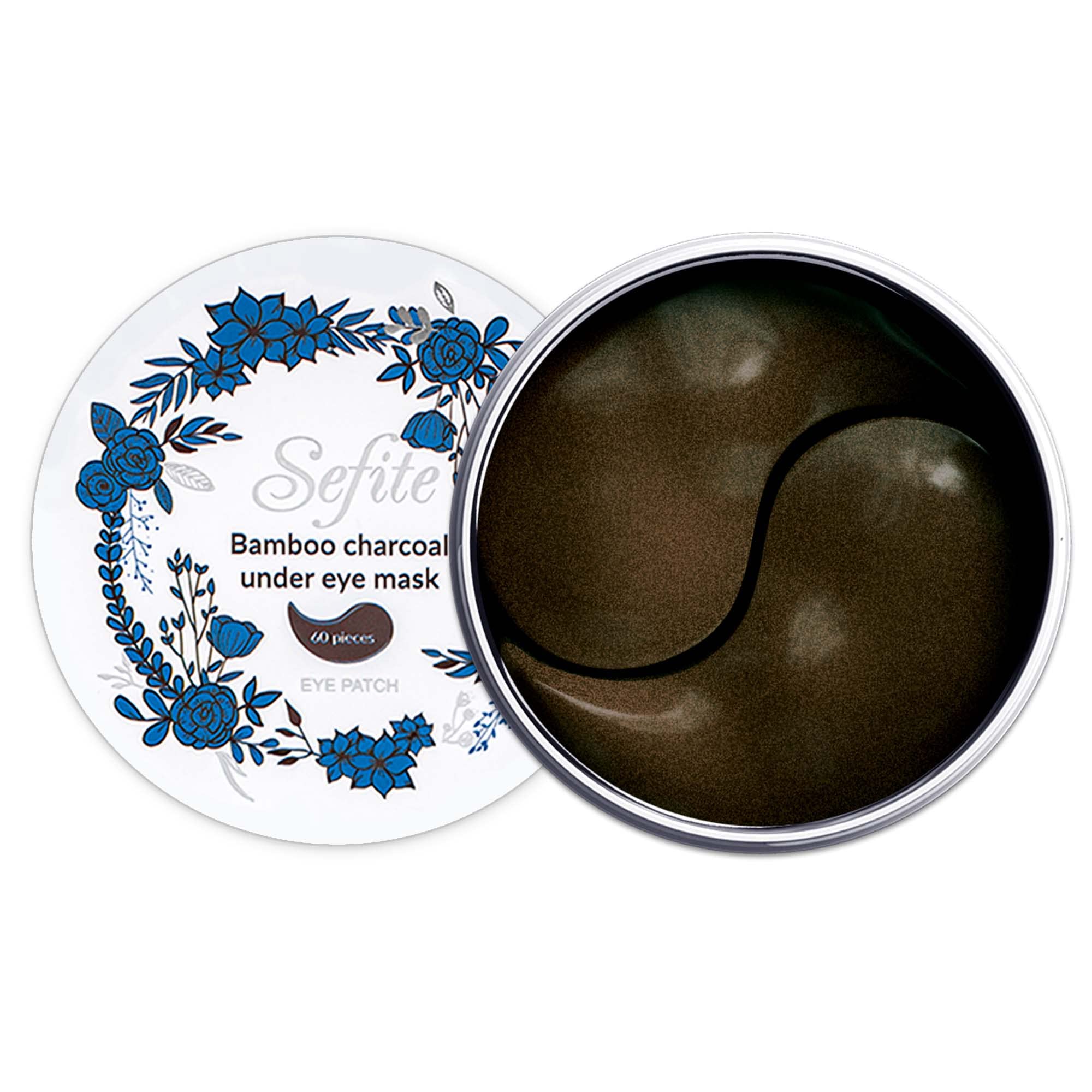Sefite Black Hydrogel Eye Patches, BRIGHTENING Under Eye Pads with Collagen and Bamboo Charcoal, Eye Gel for Dark Circles and Wrinkles, 60 pcs.