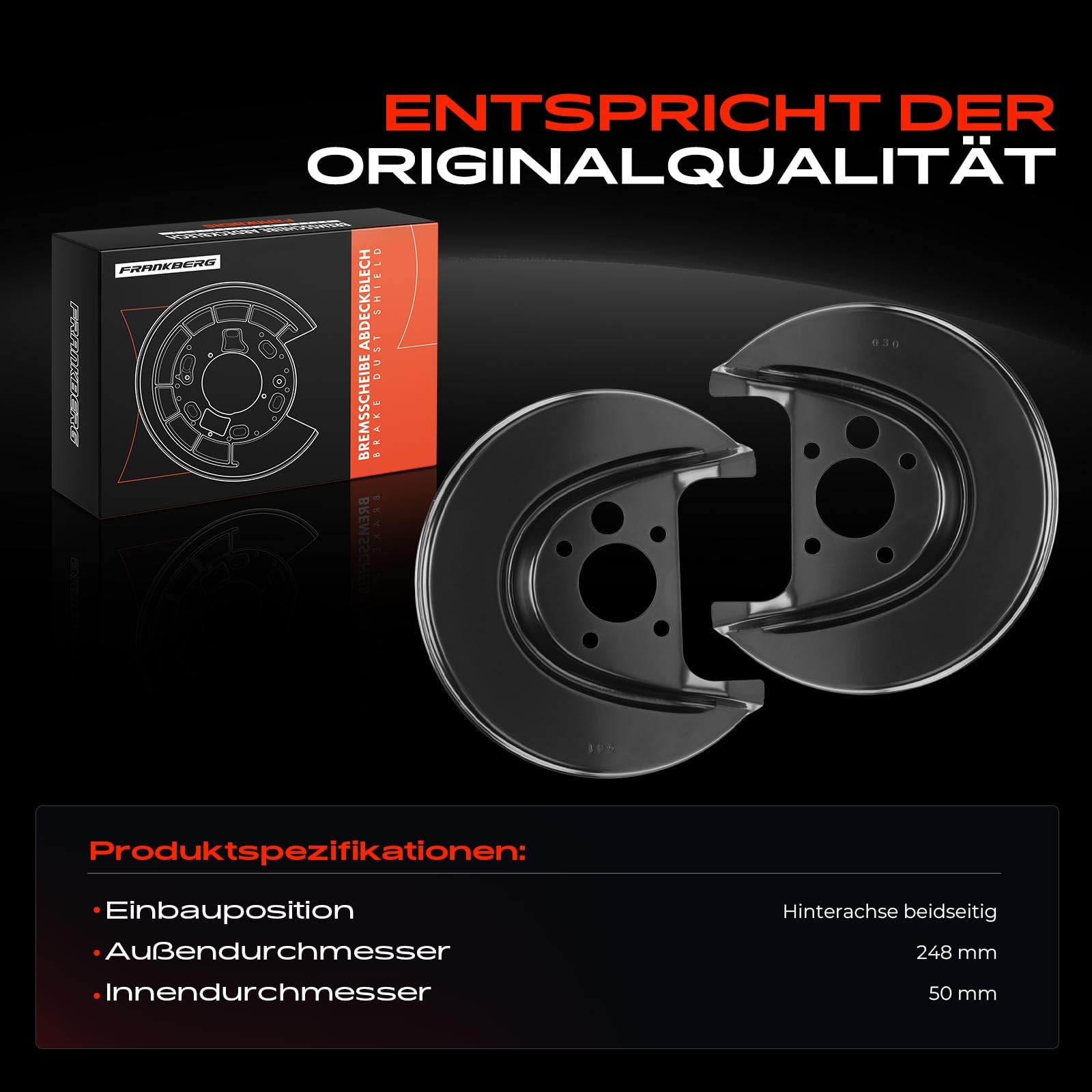 Frankberg 2x Ankerblech Deckblech Hinten Links Rechts Kompatibel mit A3 8L1 1.6L-1.9L 1996-2003 TT 8N3 1.8L 1998-2006 Fabia II 542 1.2L-1.9L 2006-2014 Replace# 1J0615612D