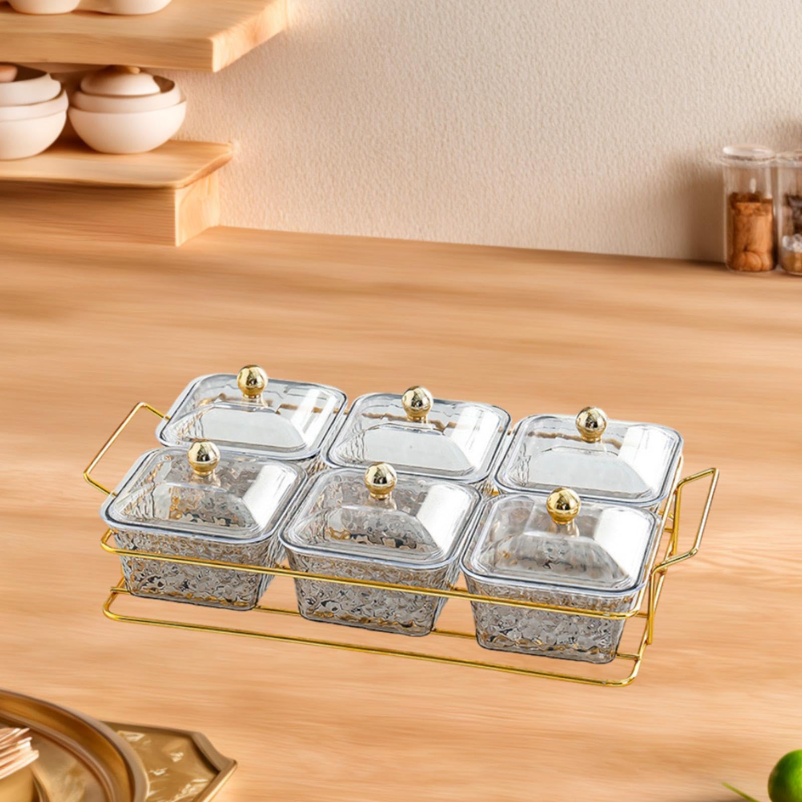 LOVIVER Assiette à Noix de Mariage, Bol à Noix divisé en Verre, Assiette de Service d'apéritif de Fruits secs, Plat à Bonbons pour Mariage, Salon, Maison, 6 Ceintures