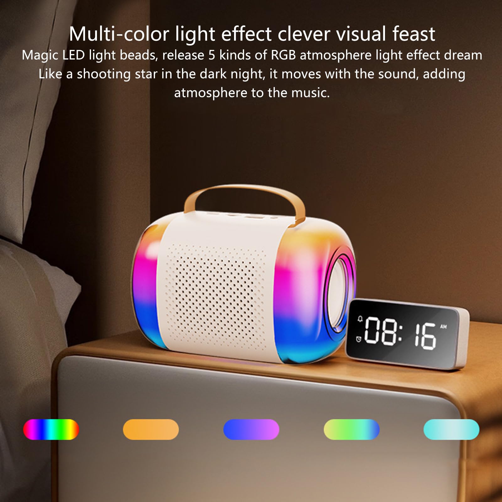 Karaoke Macchina Per Bambini 2 Microfoni Altoparlanti Grande Ragazzi E Ragazze Famiglia Intrattenimento Luce LED Karaoke