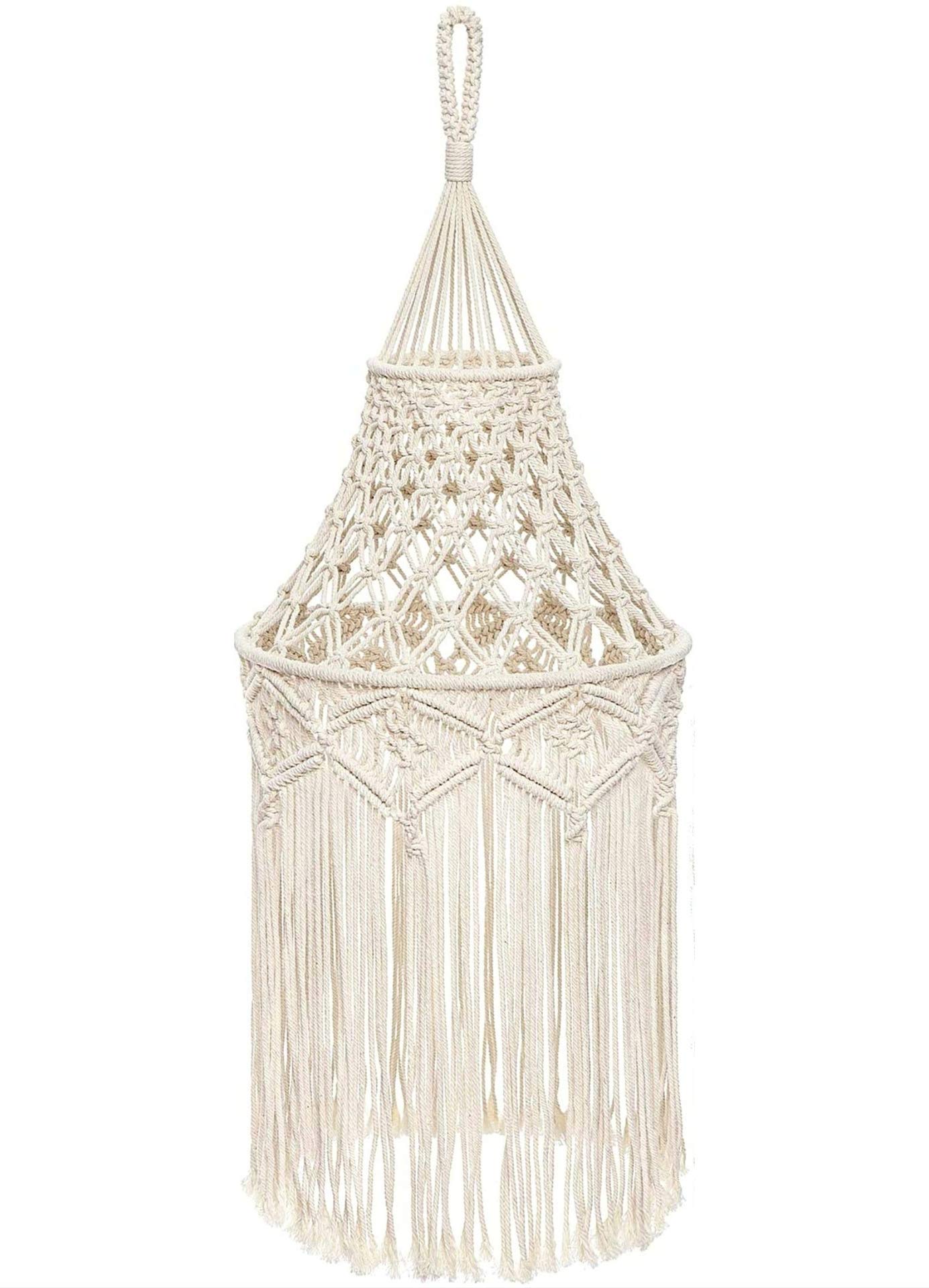 Urooz Macrame Lamp Shade Boho Hanging Pendant Light Cover Modern Office Bedroom Living Room Nursery Dorm Room Bohemian Home Decor-image-20