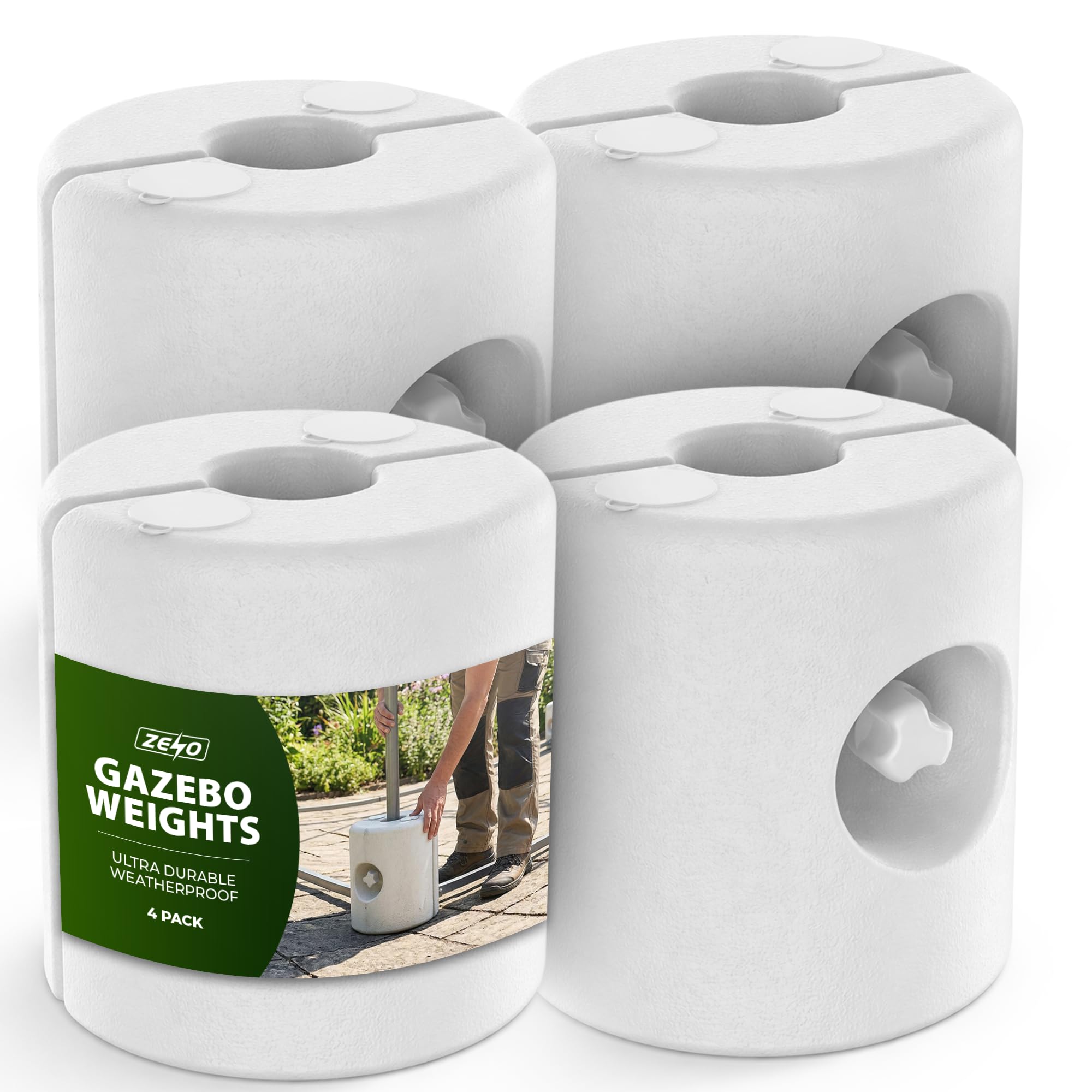ZENO Gazebo Weights Set Of 4 Heavy Duty | Garden Weights | Weights For Gazebo, Tents, Umbreallas | Fill With Water Or Sand | Weatherproof Outdoor Weights