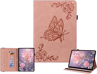 IVY Vintage Floral Butterfly Design Premium PU Leather Case for Honor MatePad Mini Multi-Angle Viewing Stand Cover with Pencil Holder - Pink