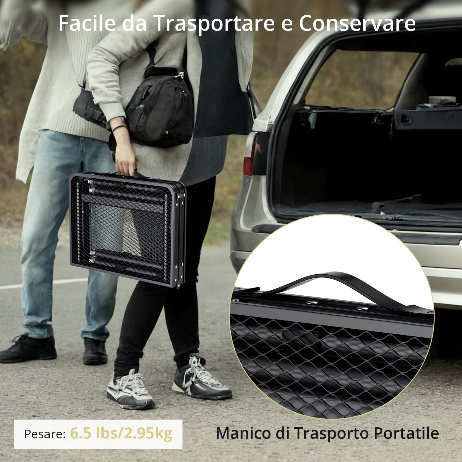 Anbte Tavolino X in Rete per Campeggio/Picinc/Balcone/Mercatini Tavolo Pieghevole Portatile 60 * 40 * 71 Multifunzione Tavoli da Caffè Salvaspazio Altezza in Alluminio-Nero