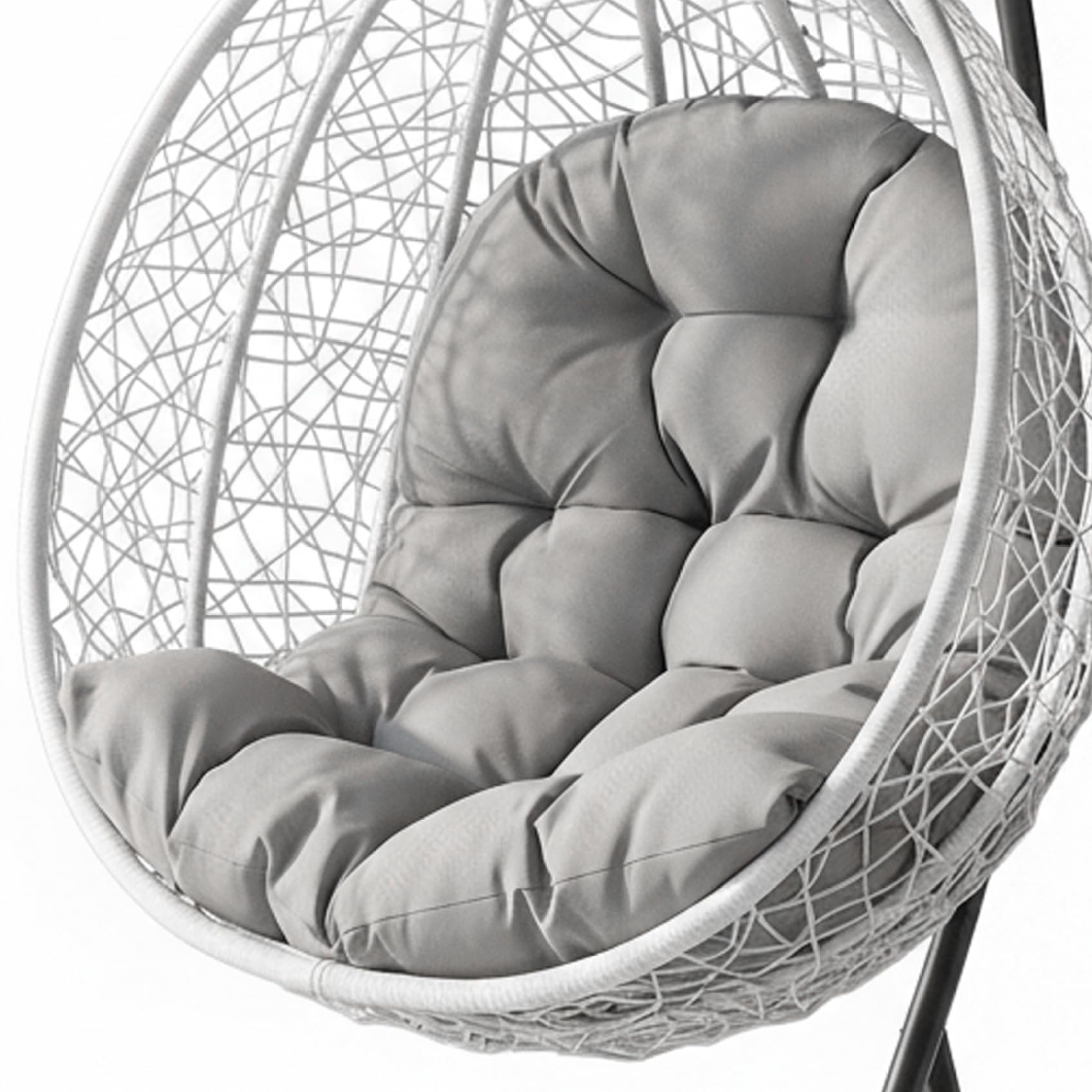 Ameble Egg Chair Cushion Replacement Water-Resistant Hanging Chair Cushion with Thick Padding for Patio Balcony Garden Swing Chairs - Light Grey Egg Replacement Ha