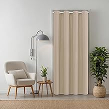 tinycurtains, Türvorhang beige 200 x 150 cm, für alle gängigen Türgrößen, Thermovorhang OHNE Stange
