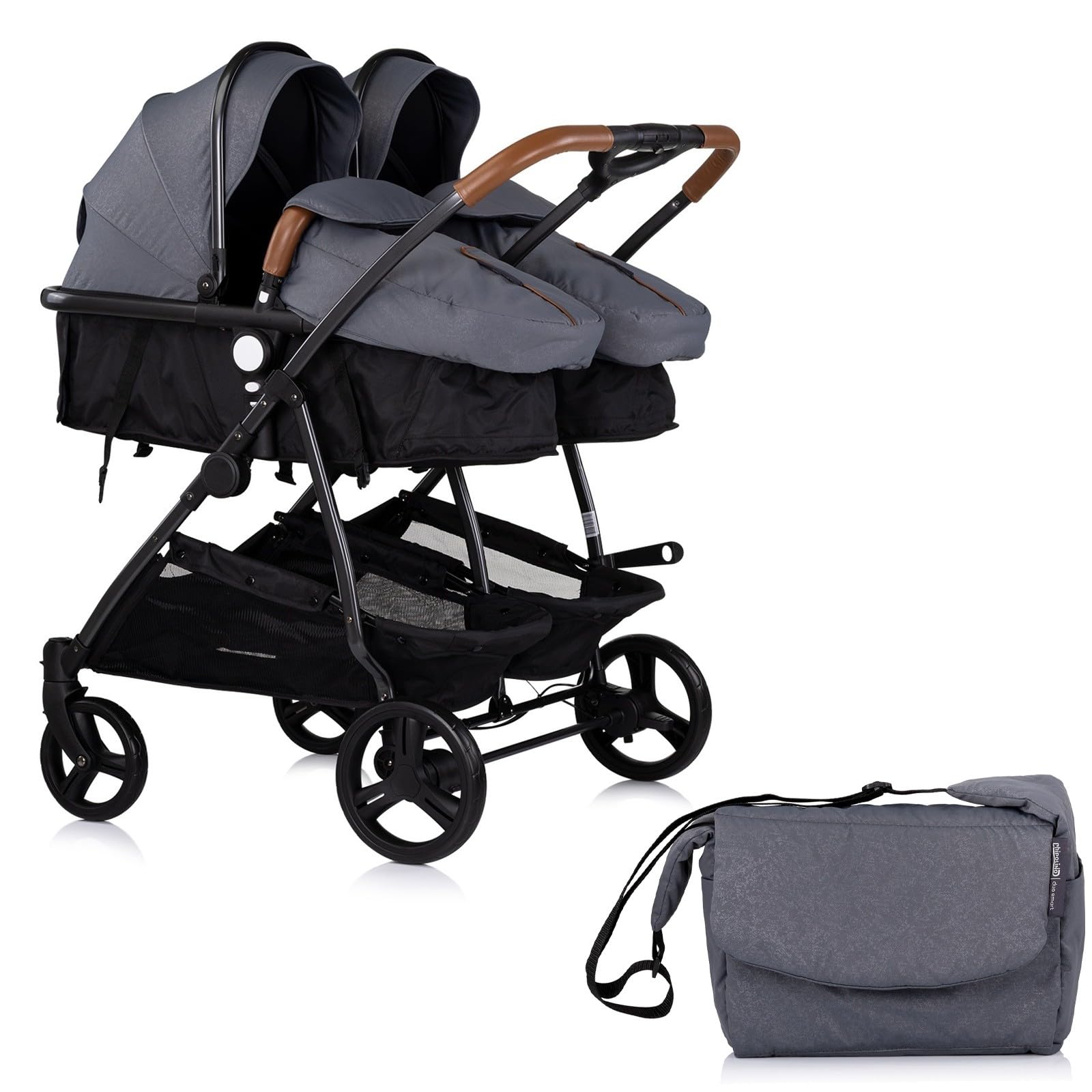 DUO SMART Passeggino gemellare o per bambini di età vicina, larghezza 79 cm, colore grigio senza cosy