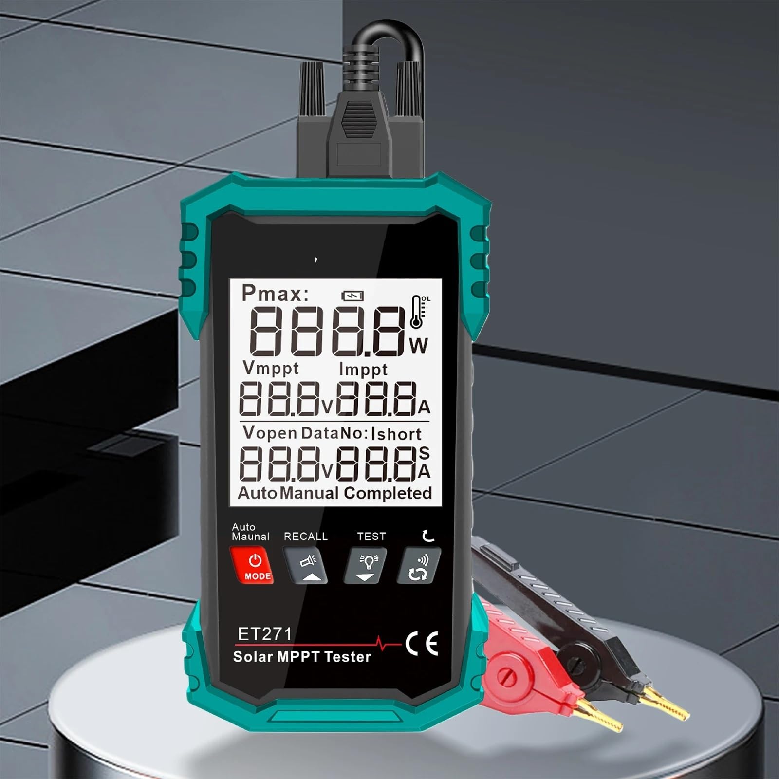 Miernik mocy słonecznej MPPT 1600W z wyświetlaczem LCD Panel słoneczny Tester MPPT ochrona przeciwprzepięciowa dla modułów fotowoltaicznych Test danych
