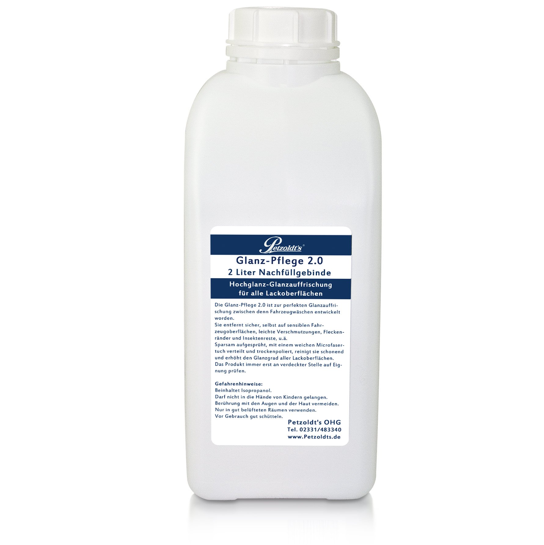 Petzoldt's 2 Liter Nachfüllgebinde Glanz-Pflege - Fahrzeugpflege Trockenwäsche und Detailer für Lack, Alu- oder Chromflächen, Glasscheiben, UVM.