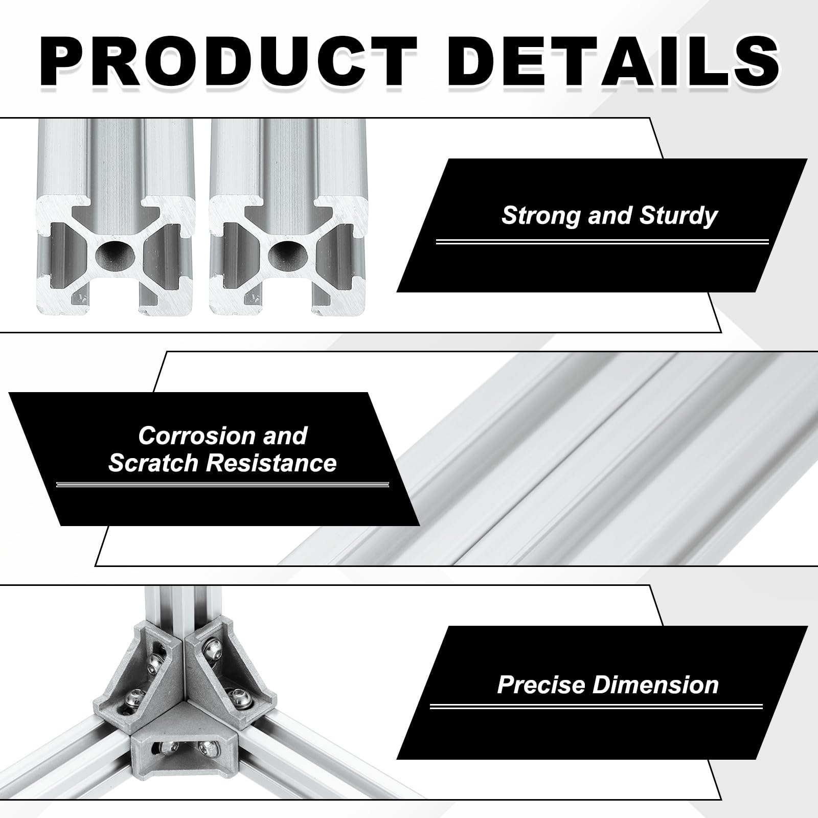 QUARKZMAN 2Pcs 250mm Profilato in Alluminio 2020 con Scanalatura a T, Guida Lineare Anodizzata Standard Europeo, Profilato Estruso per Stampante 3D, CNC Fai-Da-Te, Argento