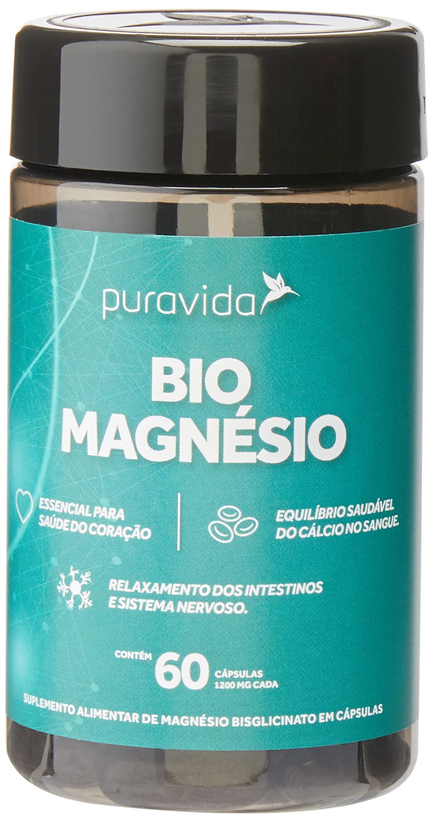 Puravida Bio Magnésio Frasco 72 g, 60 Contagem (Pacote de 1) | Amazon ...