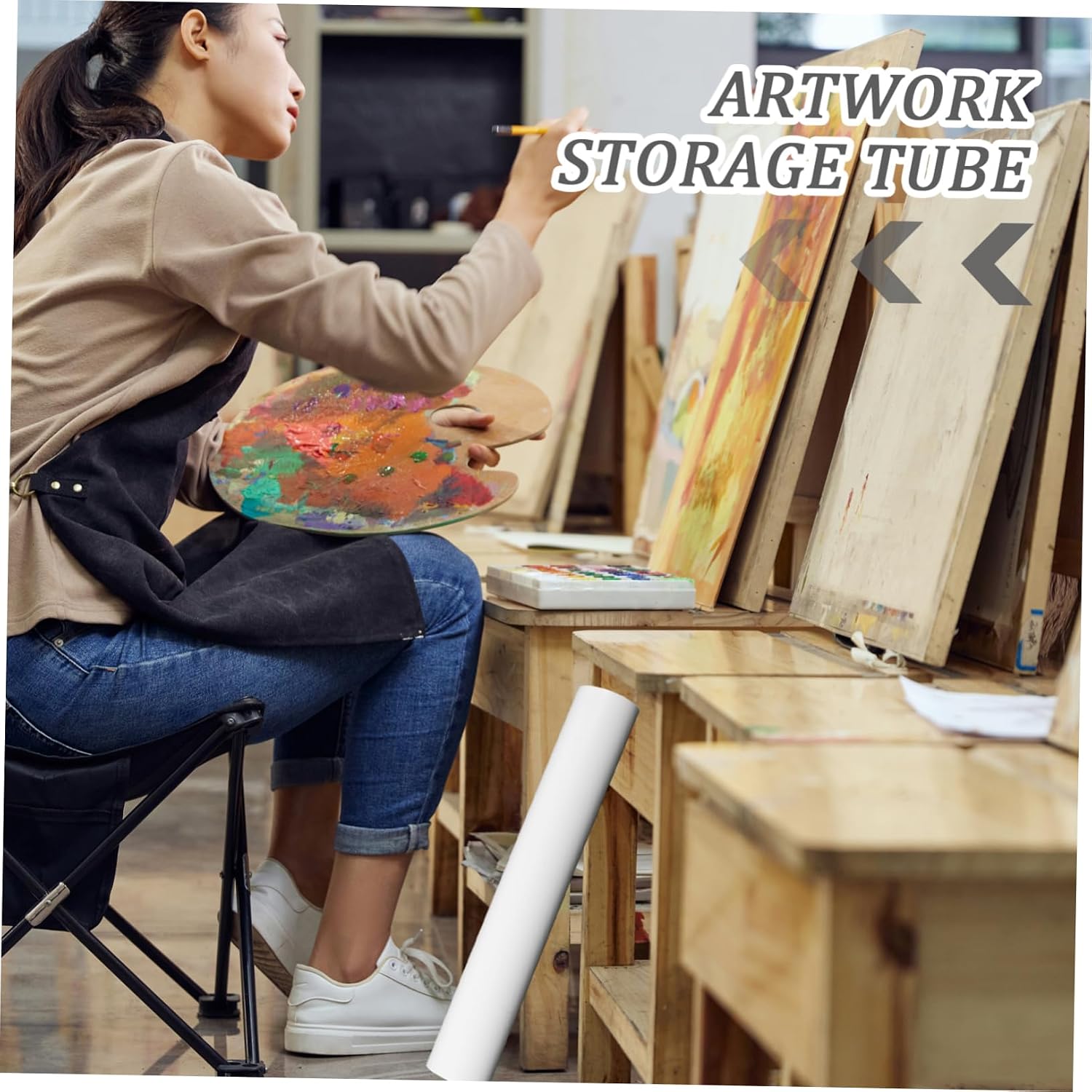 2pcs Artwork Carrying Case Drawing Paper Poster Tube Storage for Mailing