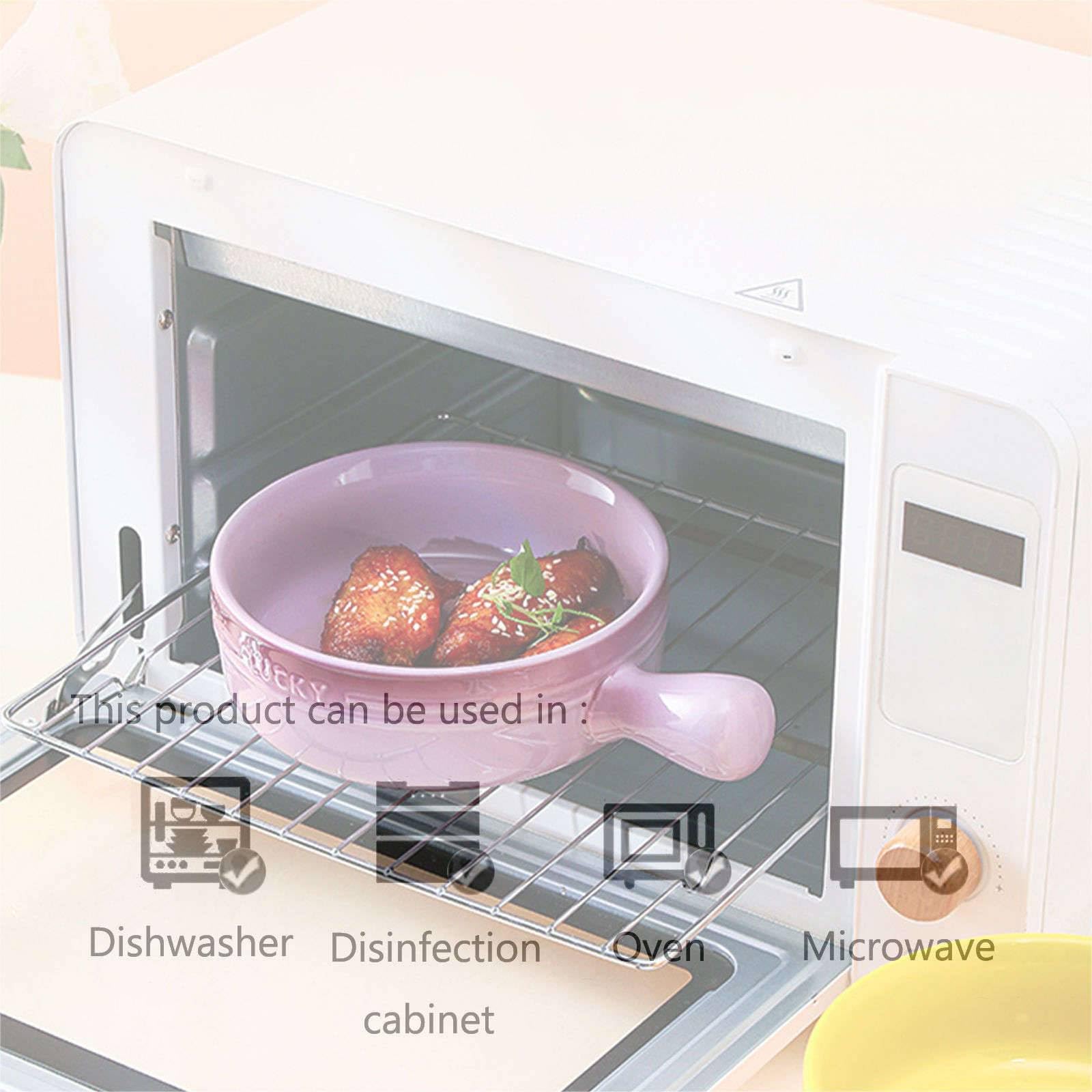 Bol à nouilles en céramique, Bol de nouilles instantanées en céramique, soupe avec poignée, Ramen simple for 1 personne, petit Pho, plat cuisson rond(Pink)
