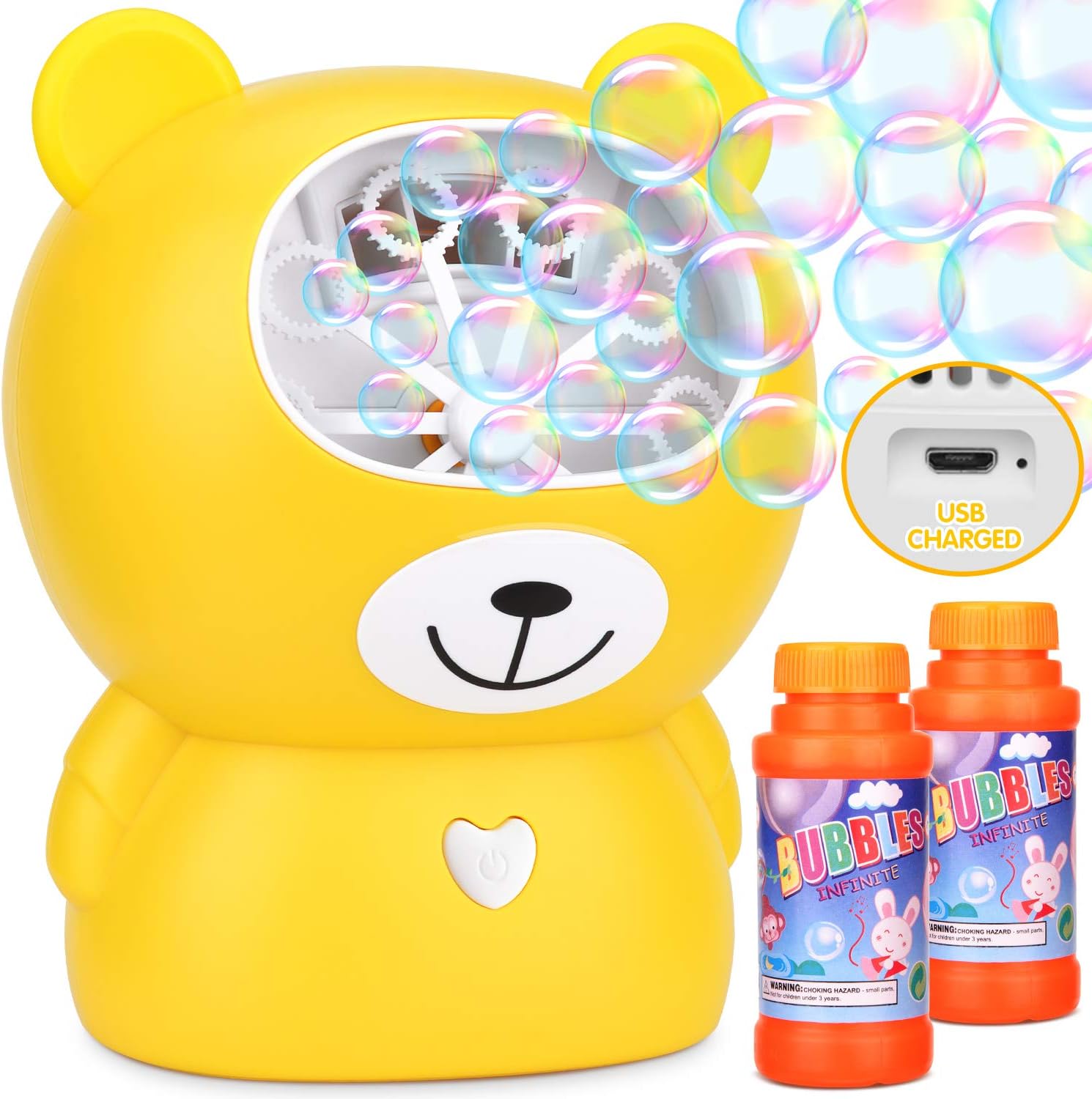 BATTOP Bubble Machine,Automatic Bubble Blower Machine Bubble Maker for Kids with 2 Bubbles Solutions and 2 Bubbles Blowing Speed Levels for Parties Outdoor & Indoor,USB Charging & Easy to Use