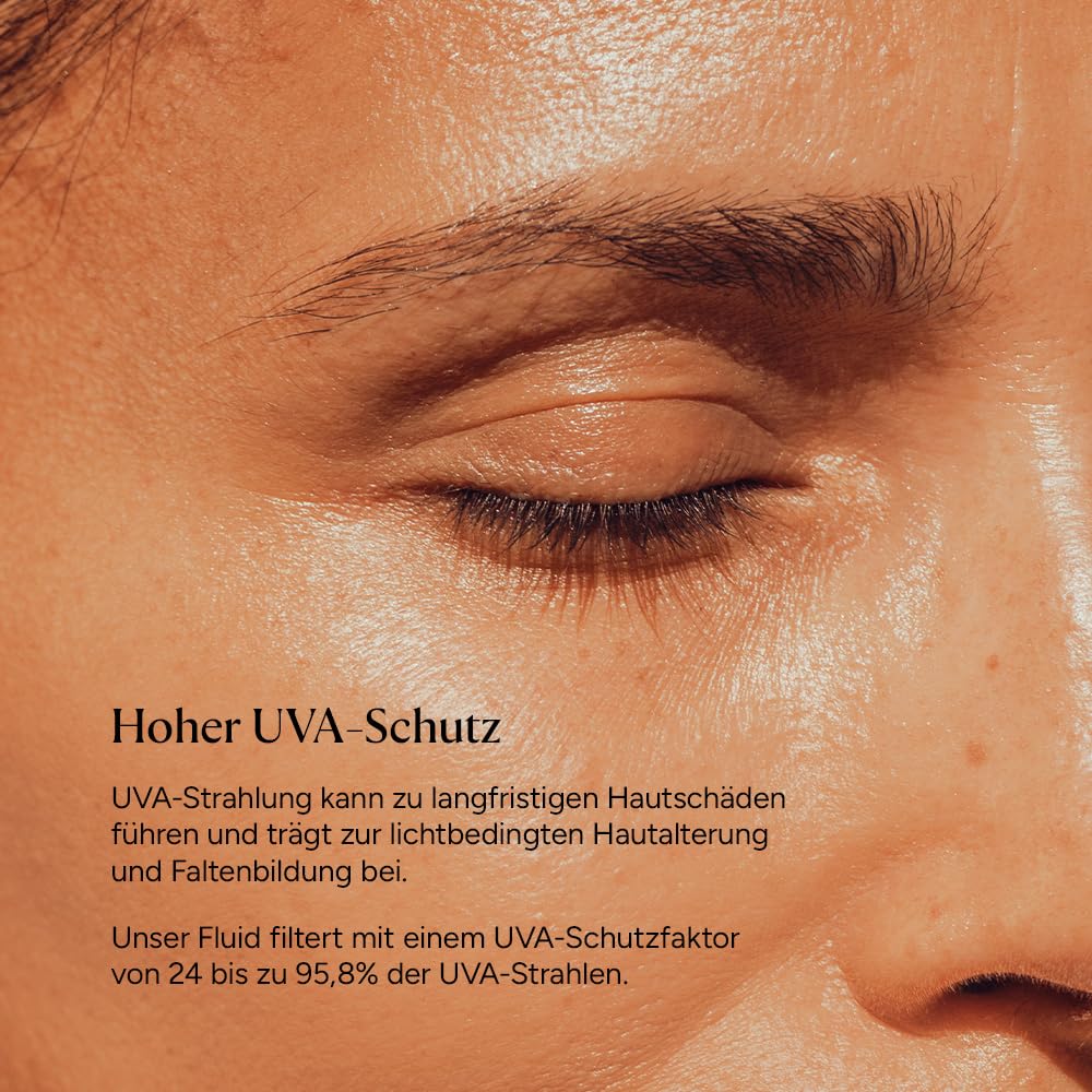 JUNGLÜCK Sonnenfluid Gesicht SPF 50 - Vegan | Leichte Gesichtslotion mit organischen UVFiltern ohne Weißeleffekt | Breitspektrum mit LSF 50 schützt vor UV-B- & UV-A-Strahlen
