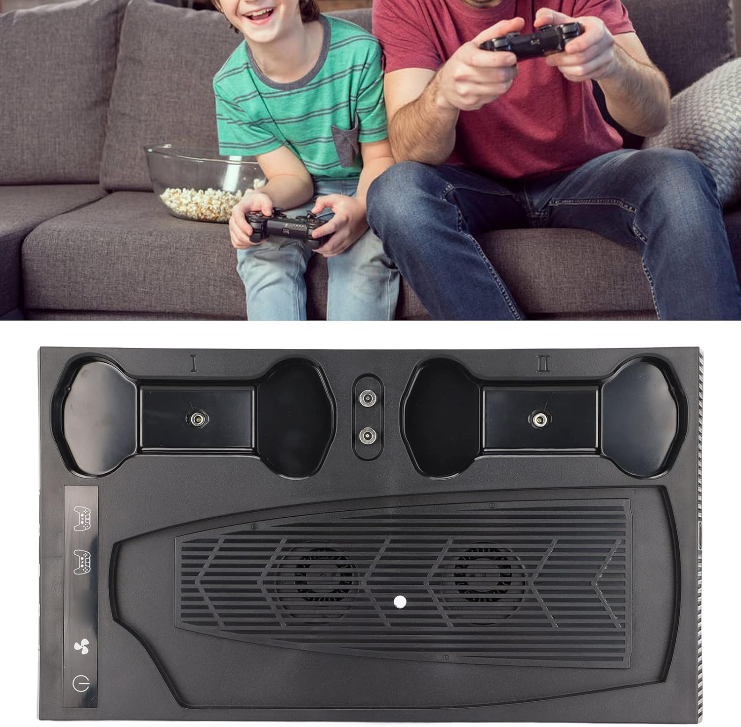 Cuifati for PS5 Stand Cooling Fan, Multi Function Cooling Fan Base with 2 Fans, Dual Controller Charger Station with 2 USB&2 USB C, for PS5 Accessories, High Efficiency and Low Noise