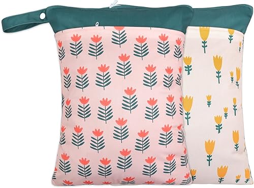 Miniatura 15 de Paquete de 2 bolsas para artículos húmedos y secos para pañales de tela y piezas de extractor de leche, bolsa húmeda reutilizable impermeable con